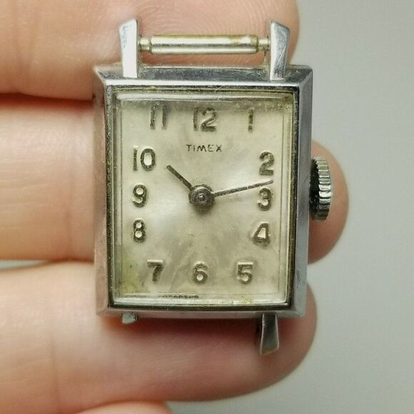 Vintage Timex Mechanical Chrome Plated Watch Face, AS IS Not Working Broken - Picture 1 of 9